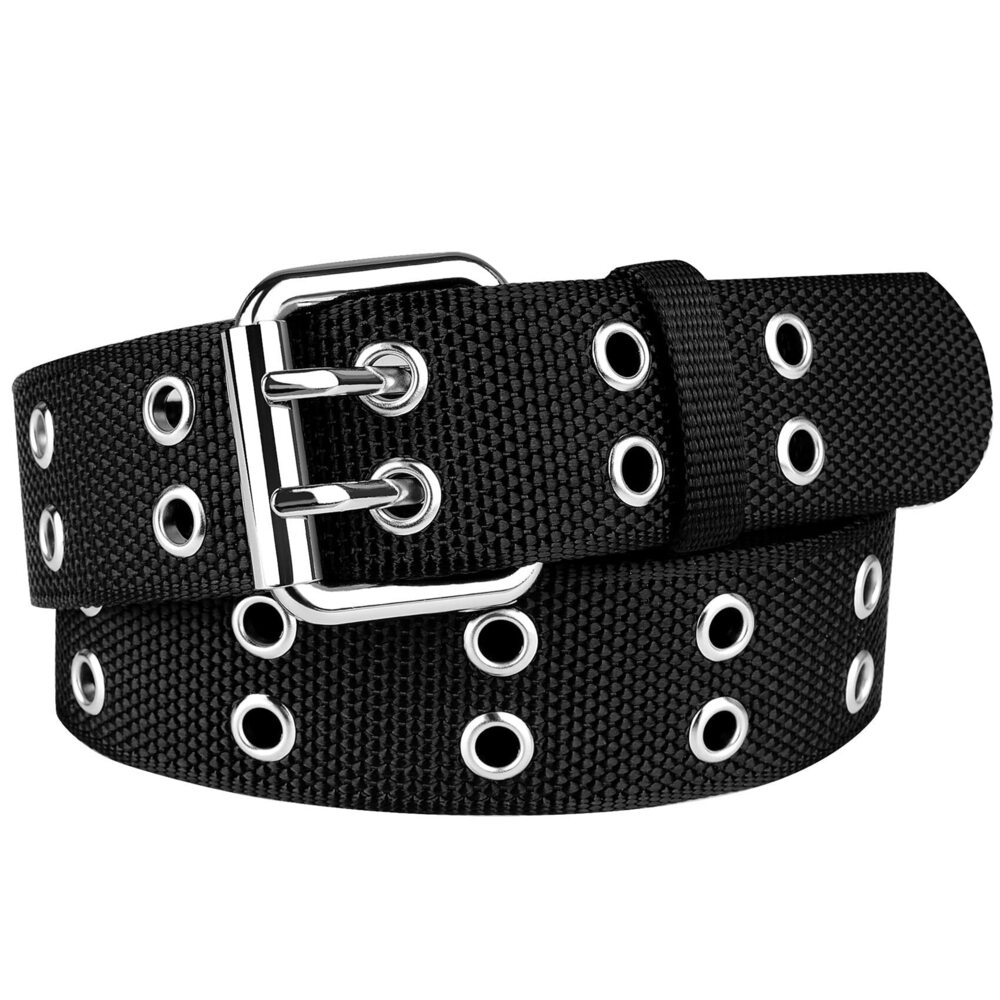 3711 Size 39inch Grommet Belt Double Prong Punk Belts For Women